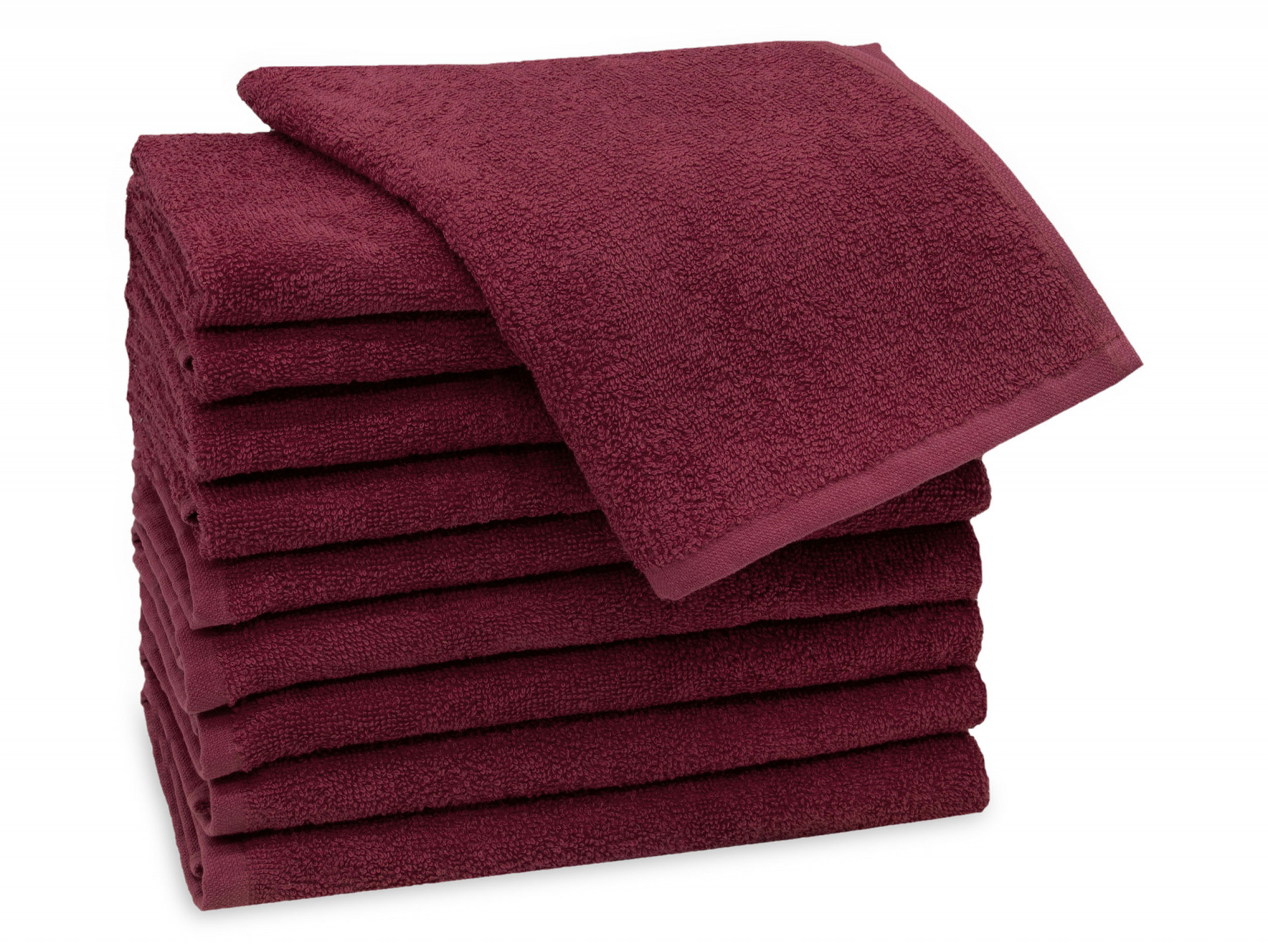 10er Set Gästehandtücher 30x50 cm Baumwolle 400 g/qm bordeaux Hauptbild