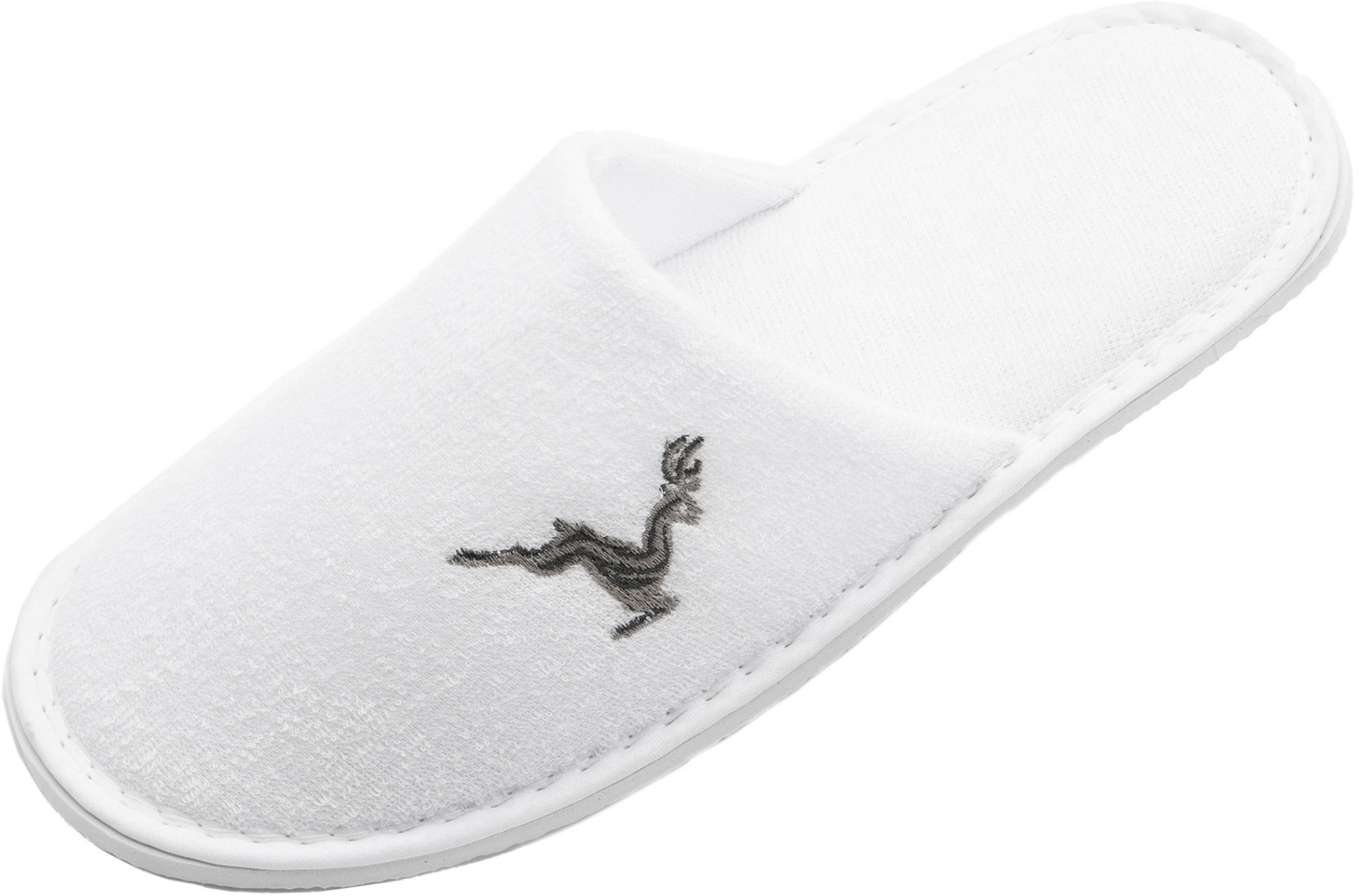 10 Paar Frottierslipper geschlossen 5mm Sohle weiß mit Hirsch Hauptbild