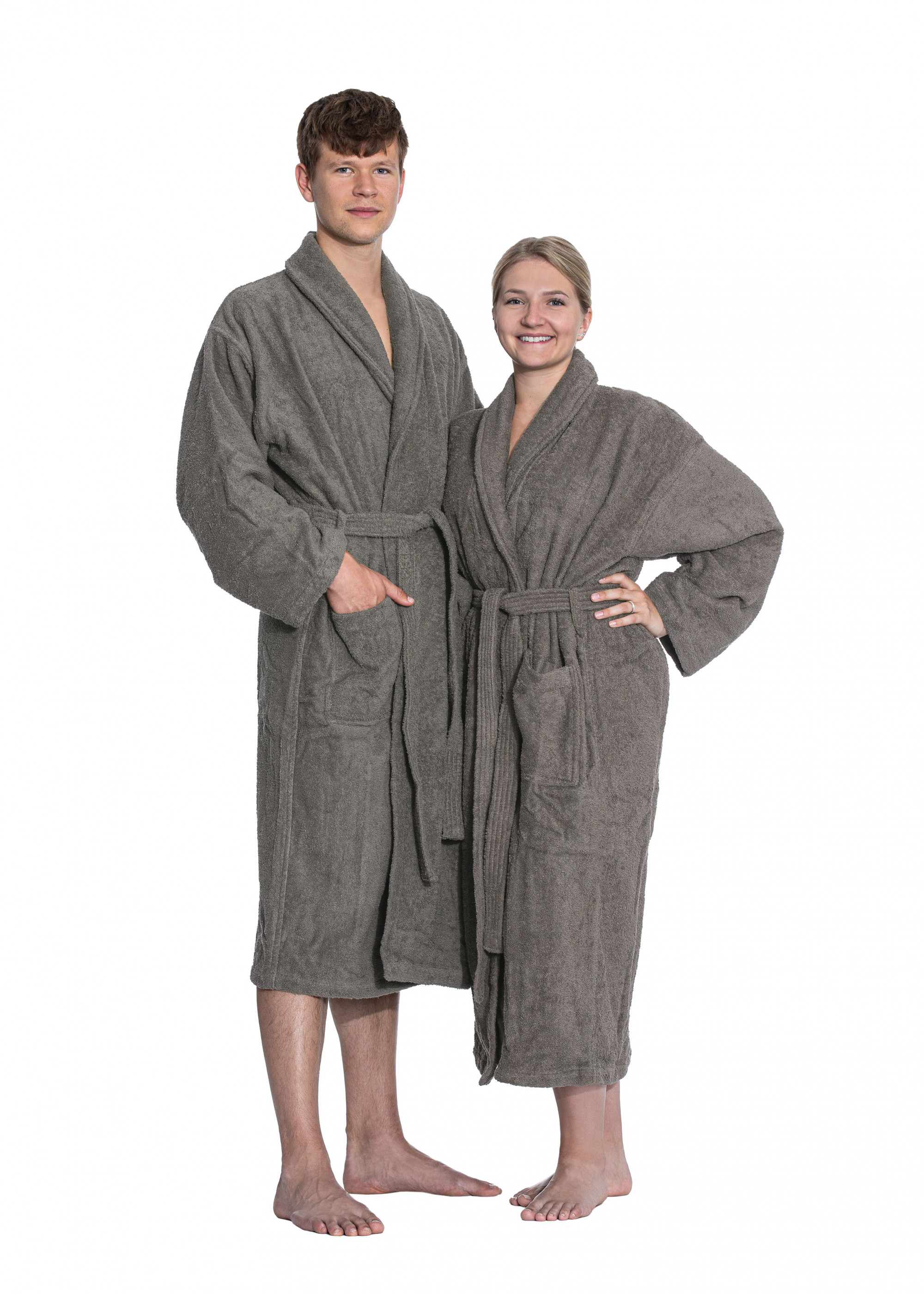 Unisex Bademantel Schalkragen 100% Baumwolle XXXL stone Hauptbild