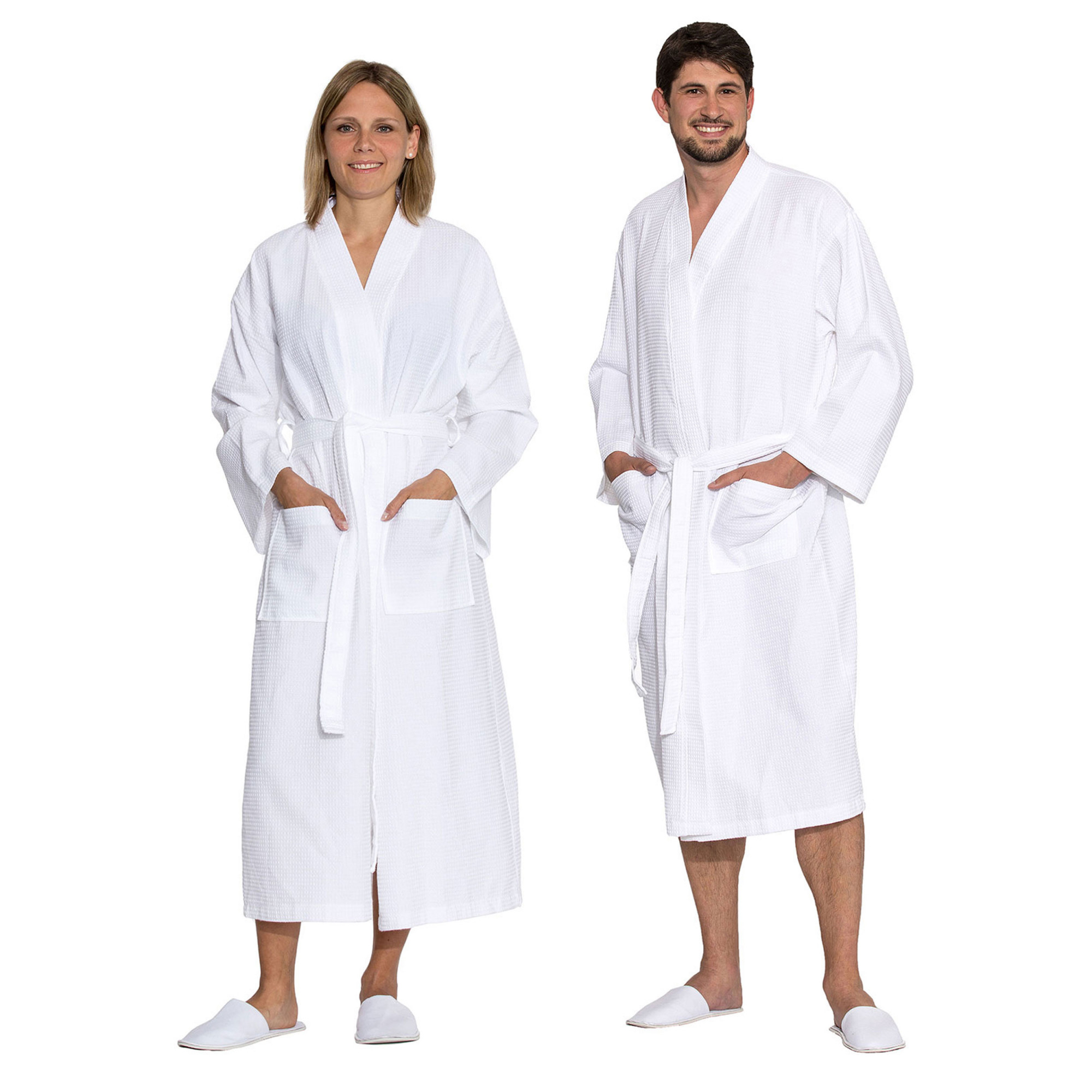 Unisex Bademantel Waffeloptik 100% Baumwolle XXXL weiß Hauptbild