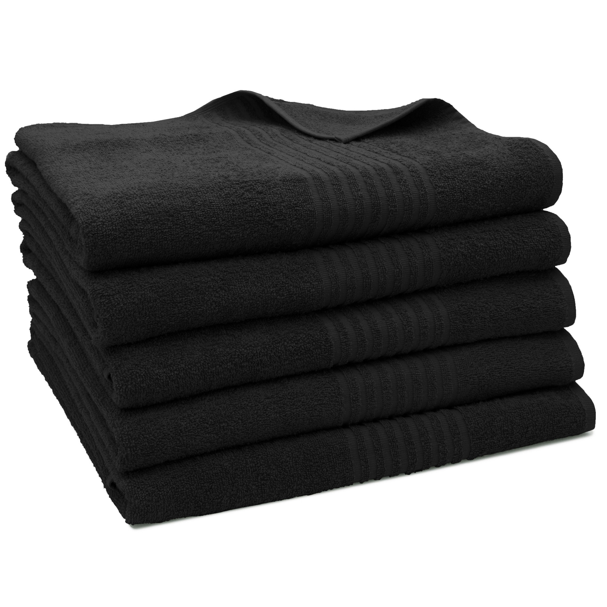 5er Set Badetücher 100x150 cm Baumwolle 380 g/qm schwarz Hauptbild