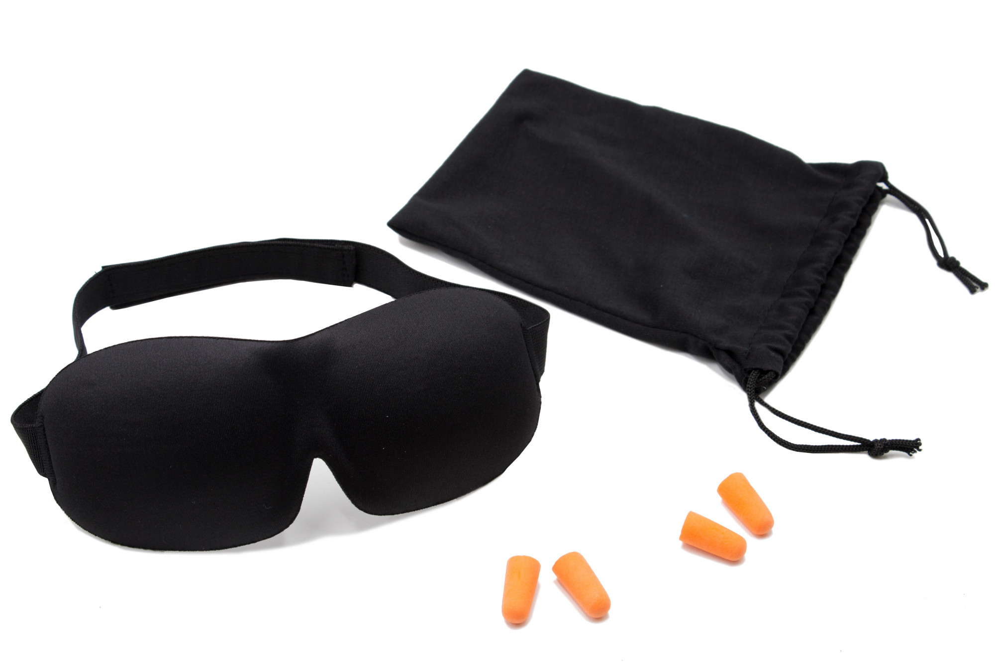Schlafmaske 3D mit 2 Paar Ohrstöpsel schwarz Hauptbild