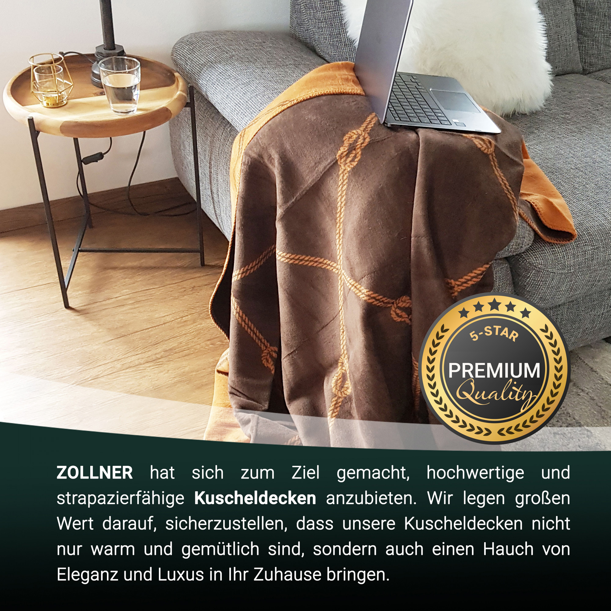 Kuscheldecke 150x200 cm Baumwollmix braun-caramel
