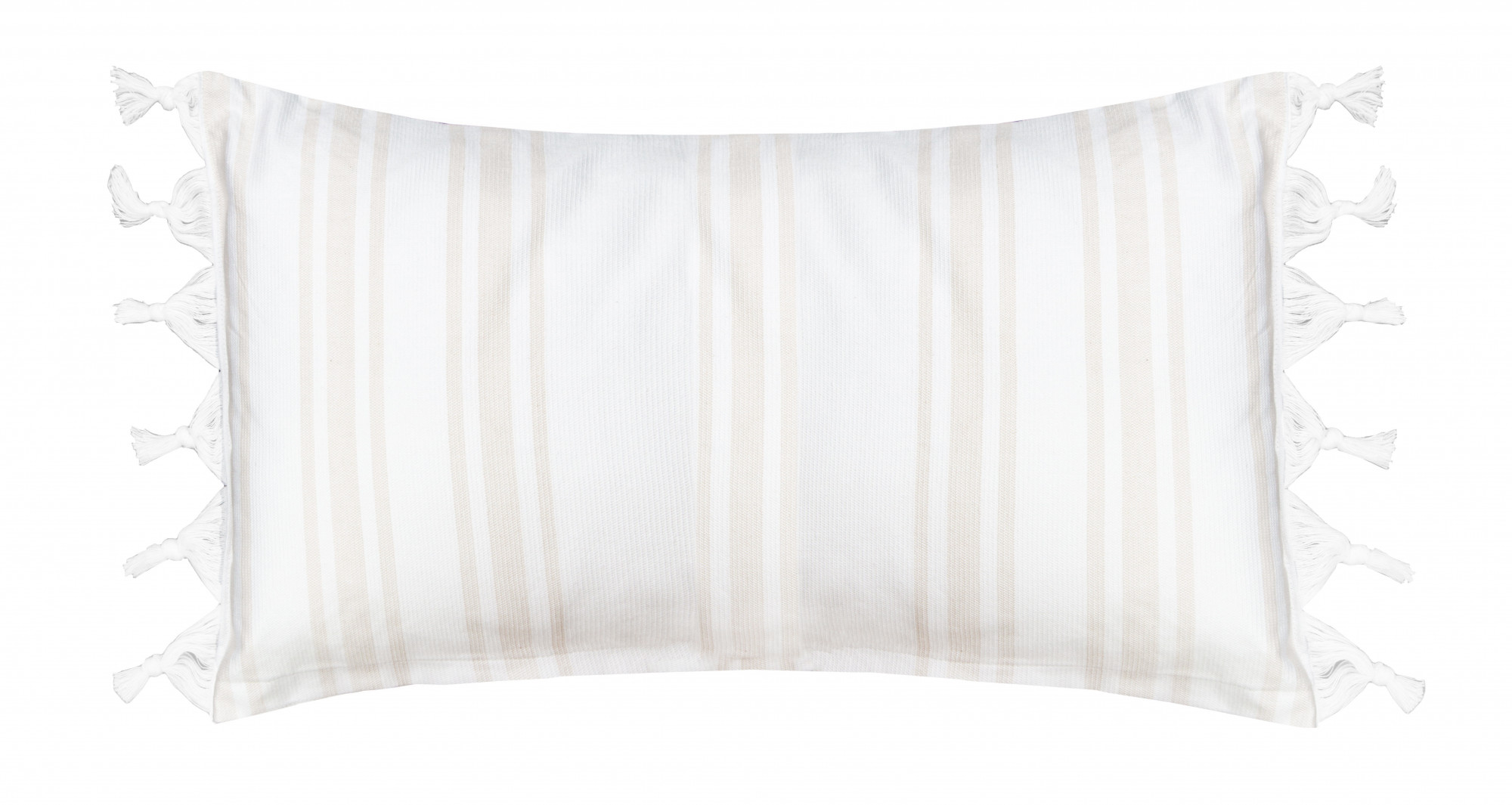 Kissenbezug mit Fransen 40x60 cm 100% Baumwolle beige-weiß Hauptbild