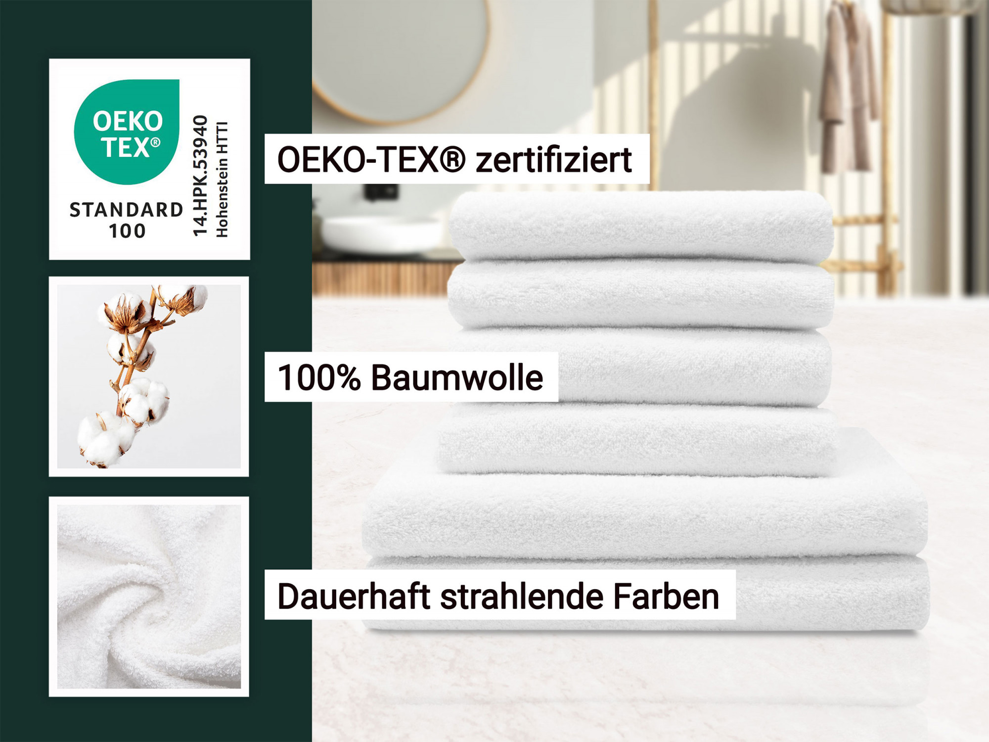 6-tlg. Handtuch Set 2 Duschtücher 4 Handtücher weiß