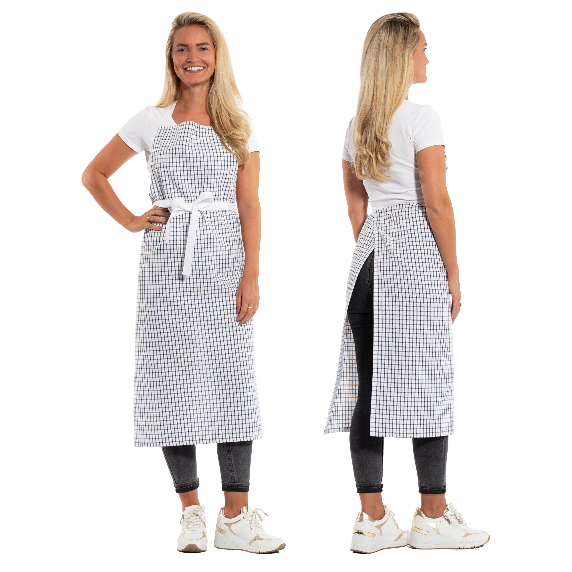 Kochschürze 84x100 cm Baumwolle schwarz-weiß-kariert Hauptbild