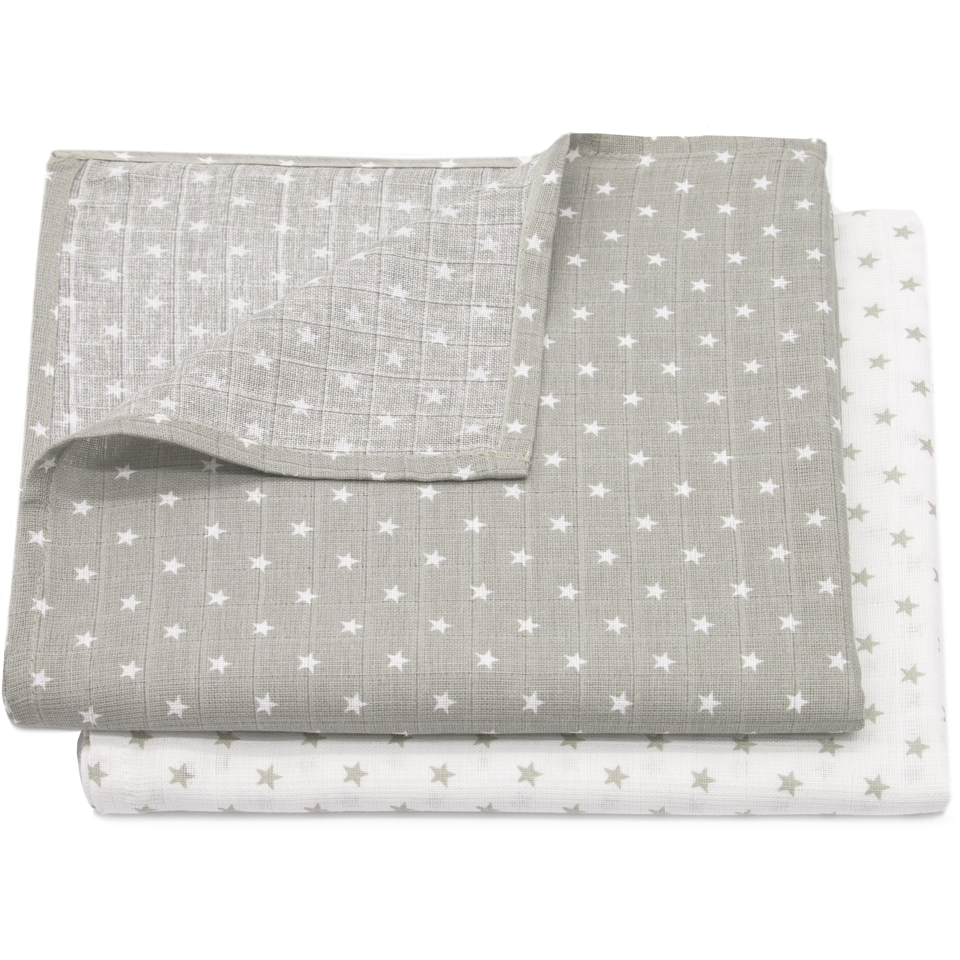 2er Set Spucktücher 120x120 cm Baumwolle weiß grau Hauptbild