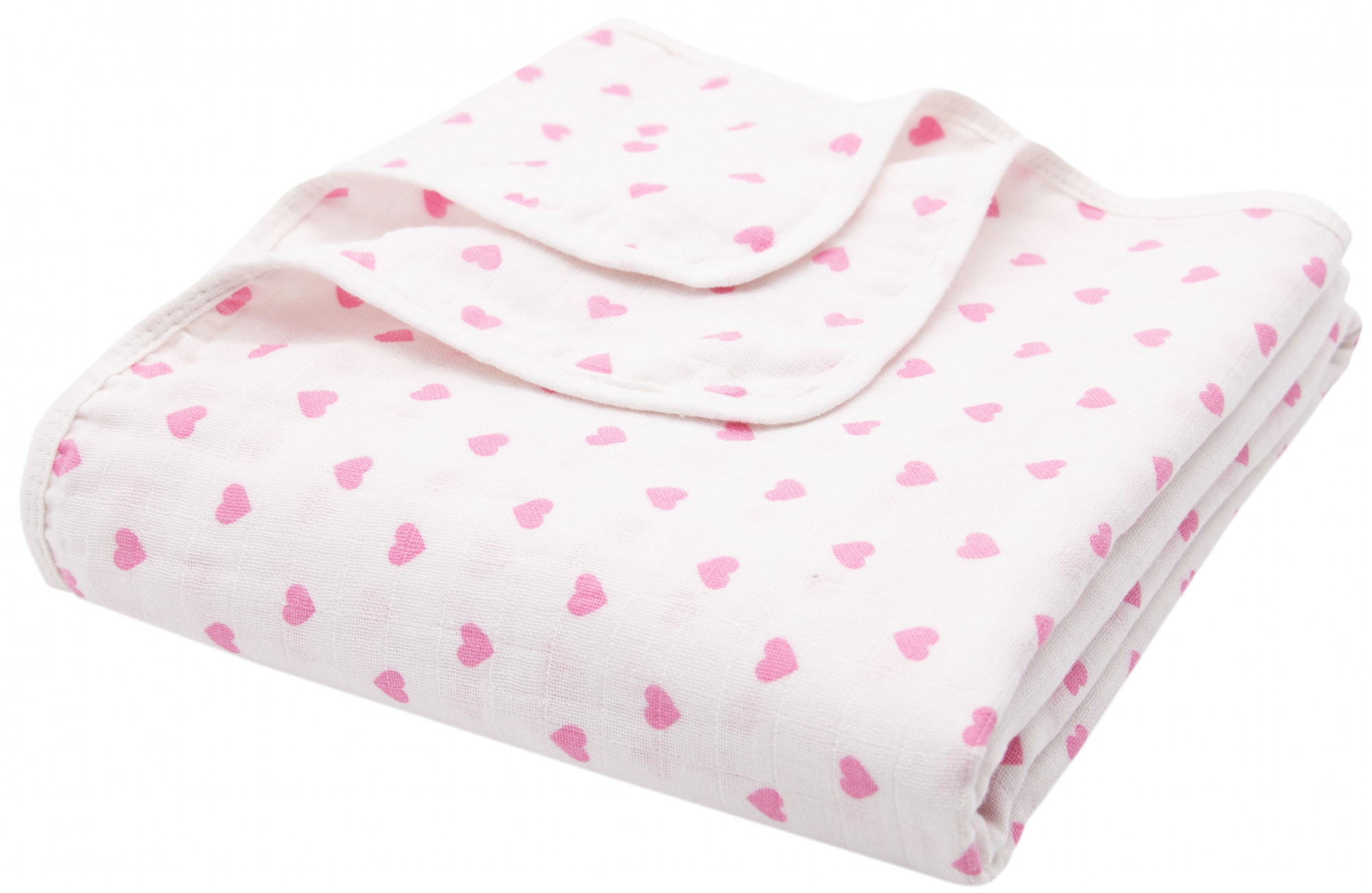 Kuscheldecke 120x120 cm 100% Baumwolle Herzen Hauptbild