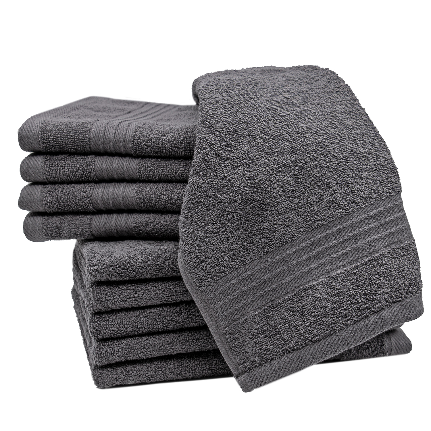 10er Set Gästehandtücher 30x50 cm Baumwolle 550 g/qm anthrazit Hauptbild
