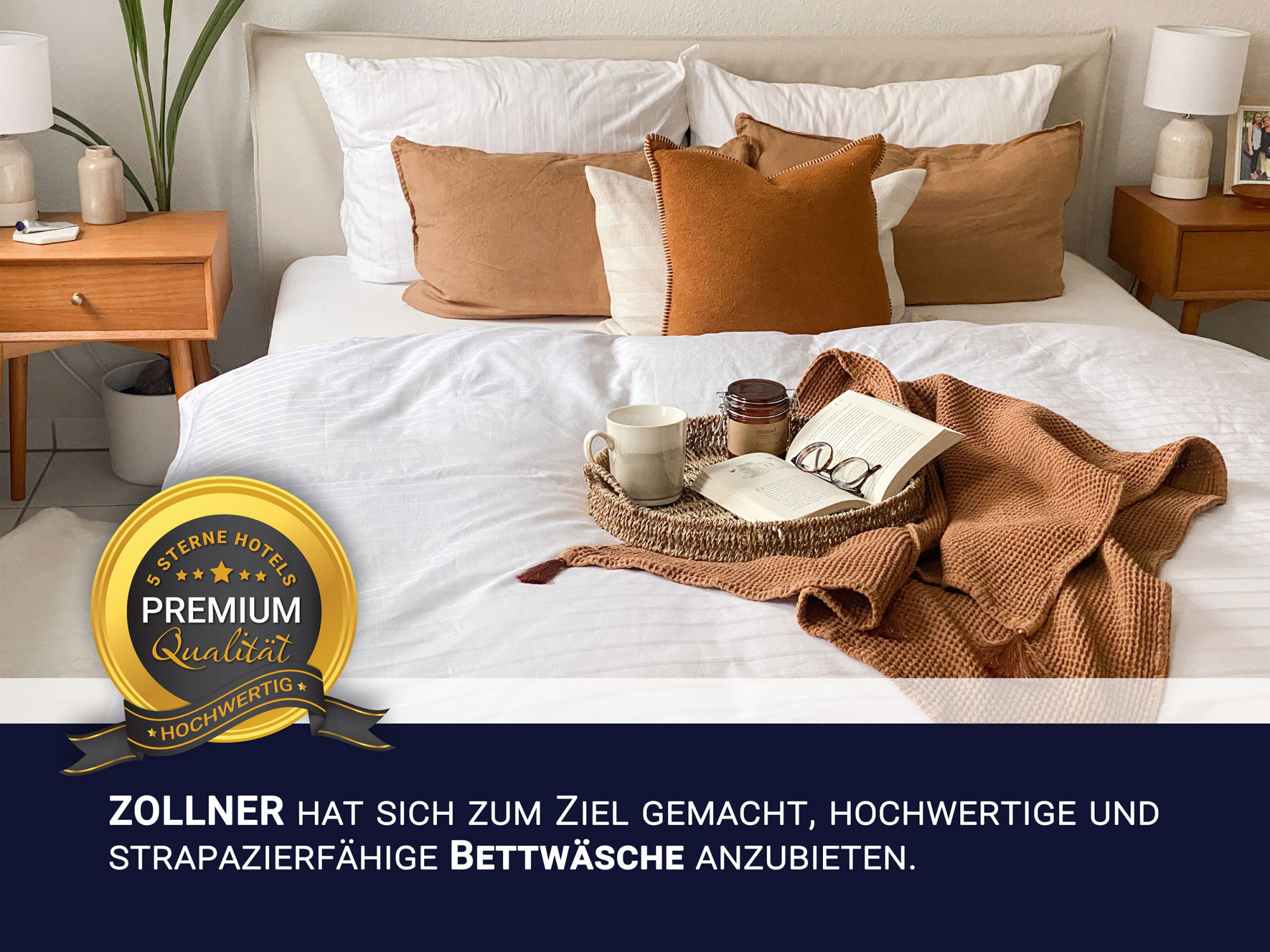 Bettwäsche 80x80 + 140x200 cm Baumwolle 6mm weiß