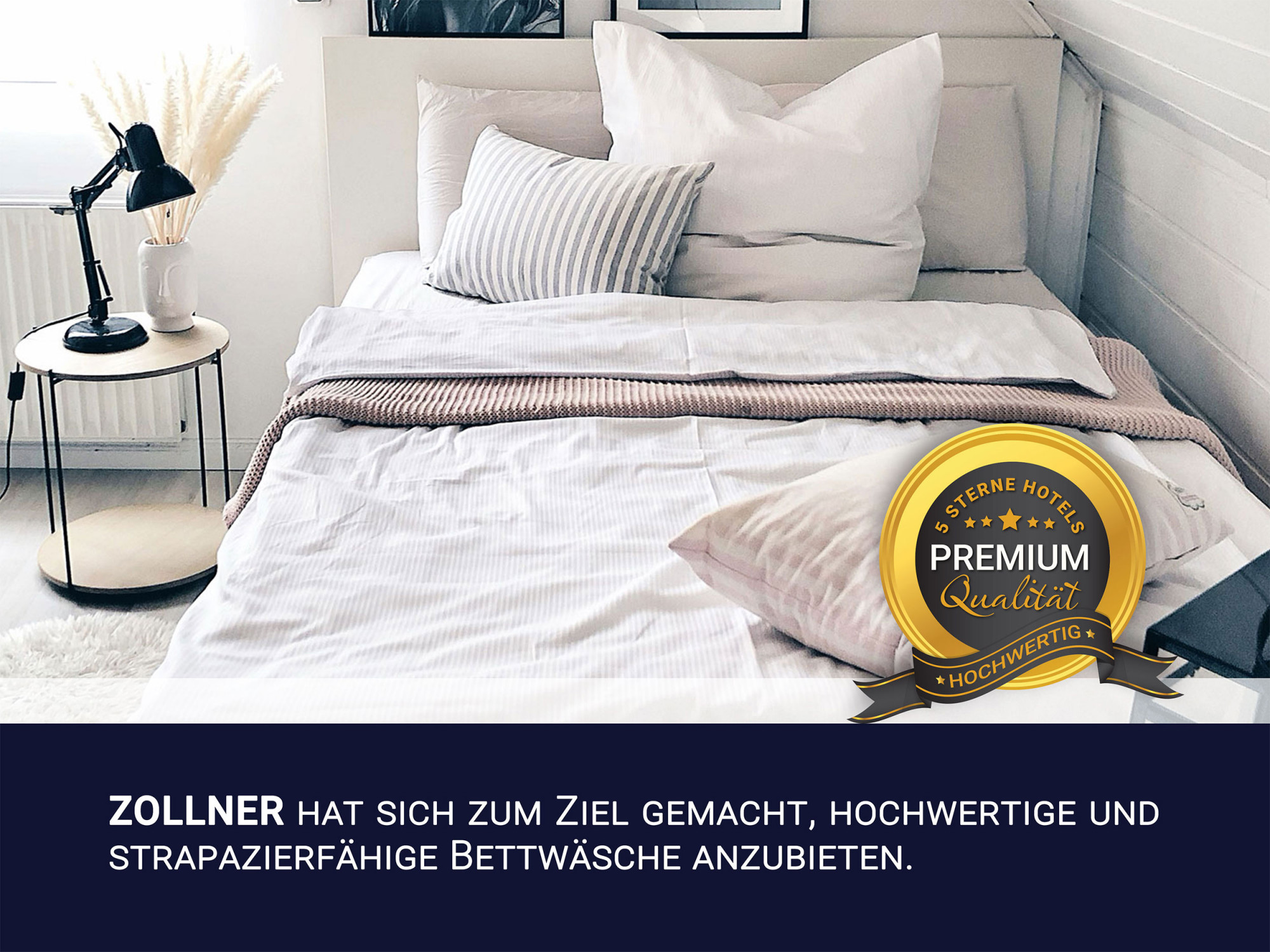 Bettwäsche 80x80 + 140x200 cm Baumwolle 3mm weiß