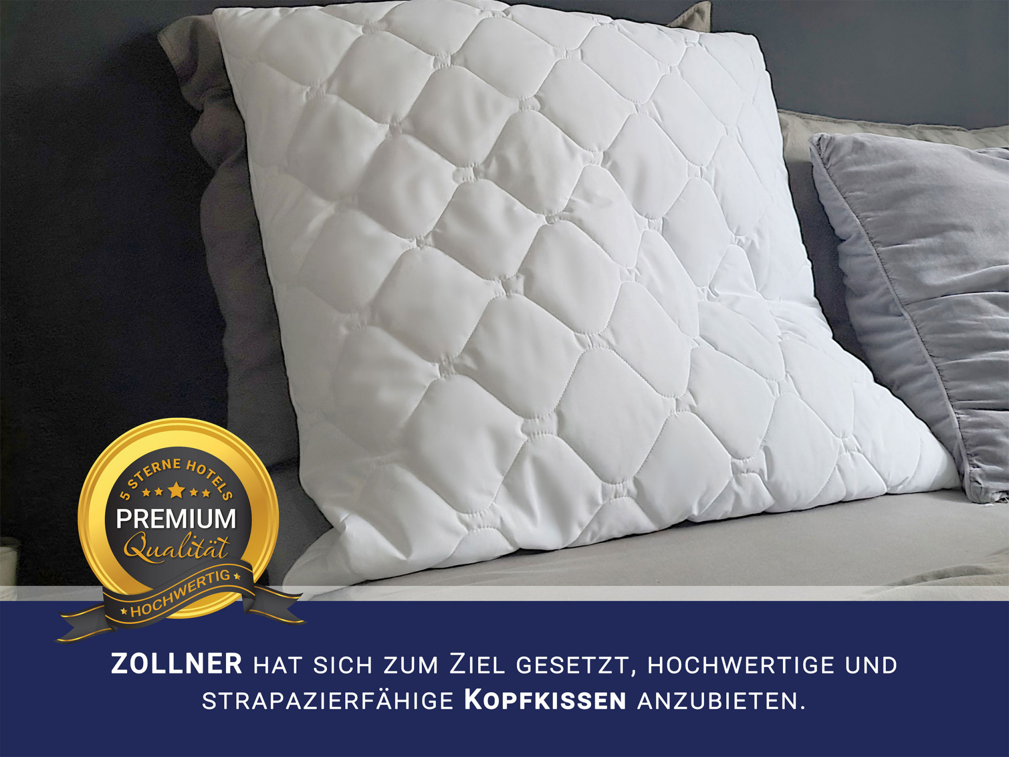Kopfkissen 80x80 cm Mikrofaser Füllung 900 g